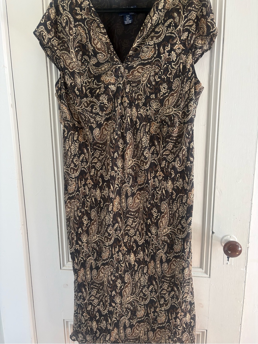 Venezia Black Dress with brown Paisley. 90’s, vintage, Y2K, whimsigoth, boho